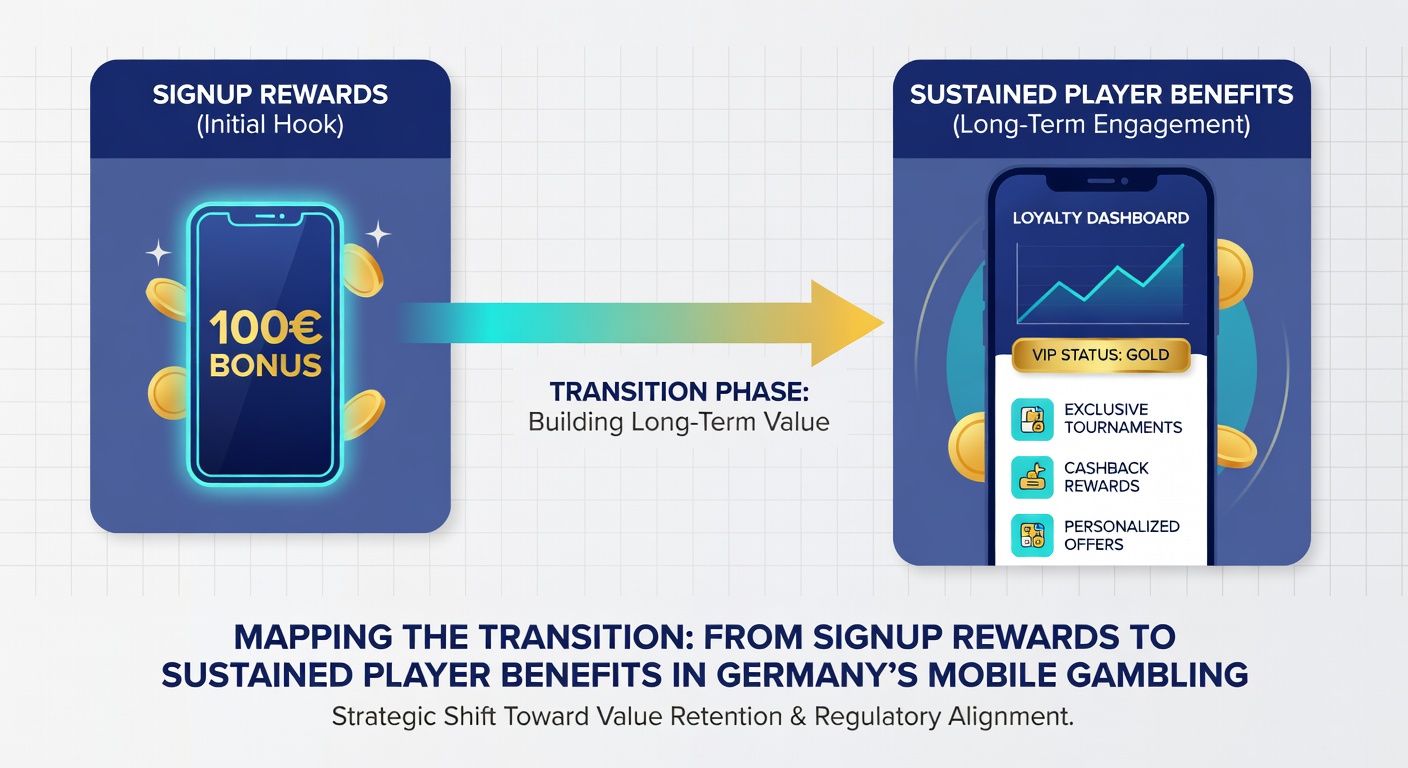 Darstellung des Übergangs von Willkommensboni zu VIP-Programmen in mobilen Casino-Apps